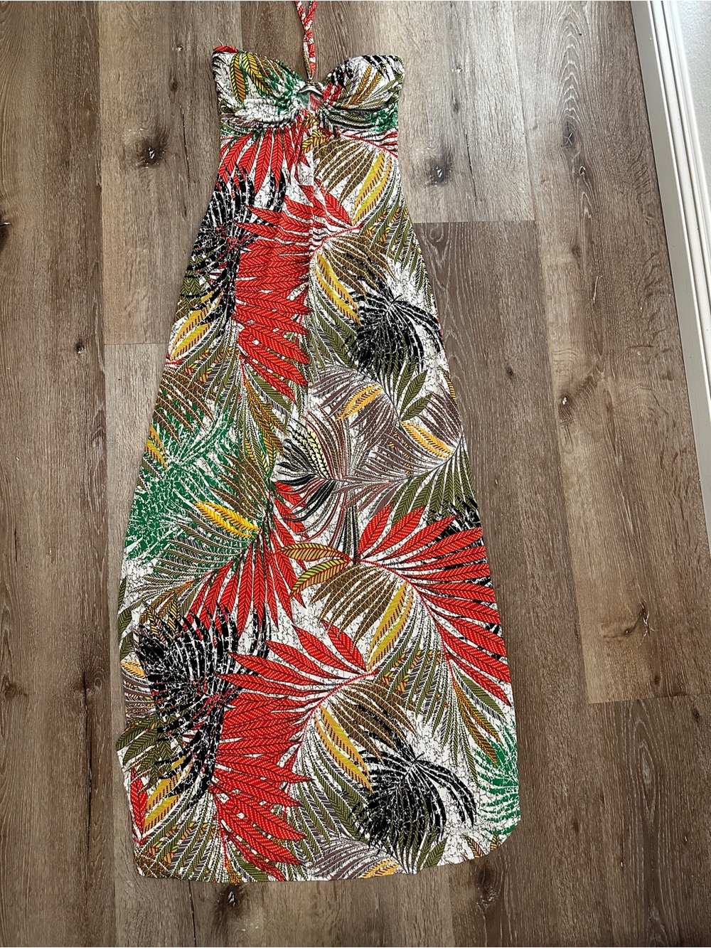 Strapless Tropical Maxi Dress in Multicolor - Picture 1 of 3